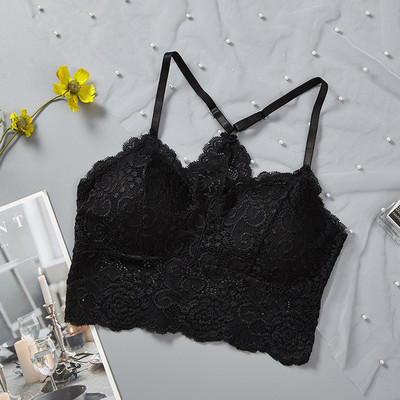 Set de sutien din dantelă pentru femei Lenjerie de corp Frumusețe din spate Top Bralette Lenjerie sexy Sutien ultrasubțire Seturi de sutien pentru femei Intime Tampoane detașabile