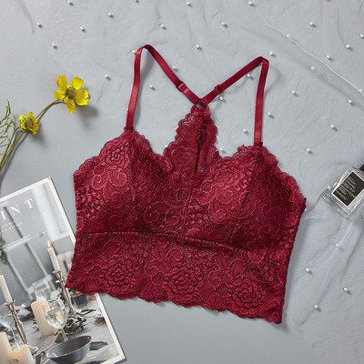 Set de sutien din dantelă pentru femei Lenjerie de corp Frumusețe din spate Top Bralette Lenjerie sexy Sutien ultrasubțire Seturi de sutien pentru femei Intime Tampoane detașabile