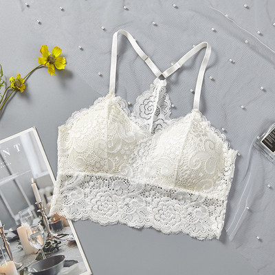 Set de sutien din dantelă pentru femei Lenjerie de corp Frumusețe din spate Top Bralette Lenjerie sexy Sutien ultrasubțire Seturi de sutien pentru femei Intime Tampoane detașabile