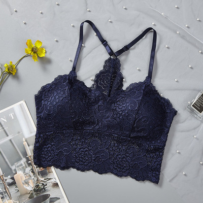 Set de sutien din dantelă pentru femei Lenjerie de corp Frumusețe din spate Top Bralette Lenjerie sexy Sutien ultrasubțire Seturi de sutien pentru femei Intime Tampoane detașabile