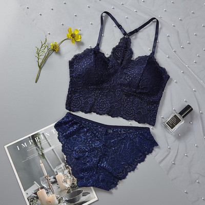 Set de sutien din dantelă pentru femei Lenjerie de corp Frumusețe din spate Top Bralette Lenjerie sexy Sutien ultrasubțire Seturi de sutien pentru femei Intime Tampoane detașabile