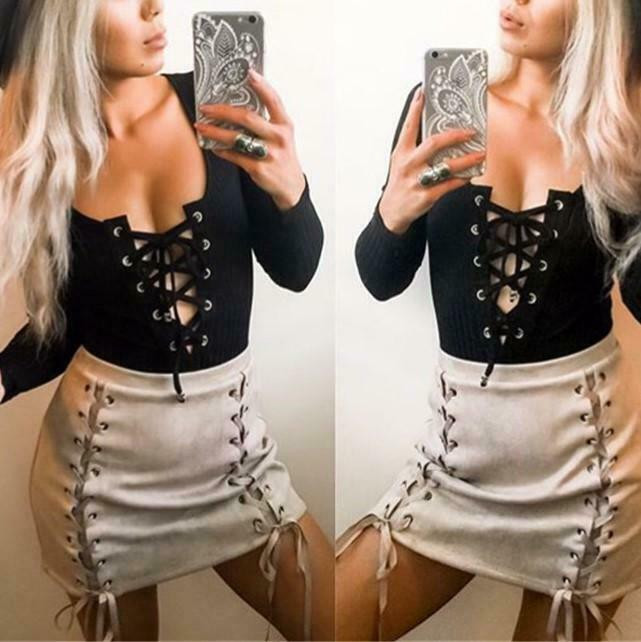 Νέο φθινοπωρινό γυναικείο κορμάκι με λεπτή εφαρμογή με κορδόνι Stretch Basic Leotard Γυναικείο μονόχρωμο Skinny μακρυμάνικο κορμάκι με λαιμόκοψη