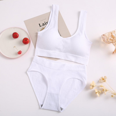 Lenjerie sexy Set de topuri fără sudură Chiloți cu talie înaltă Costum de lenjerie de corp fără fir pentru femei Set de sutiene căptușite moale Bralette fără spate Lenjerie