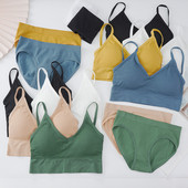 Γυναικείο Σετ Εσωρούχων Σουτιέν εσώρουχα χωρίς ραφές με λαιμόκοψη με ρίγες χωρίς ραφές οικείο σύρμα Δωρεάν Γυναικεία εσώρουχα Bralette Σετ εσώρουχα και σουτιέν