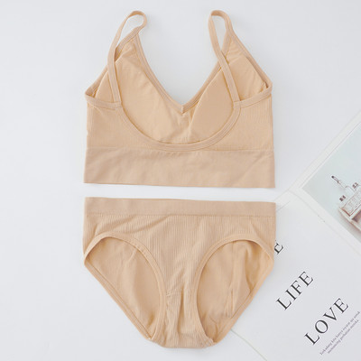 Γυναικείο Σετ Εσωρούχων Σουτιέν εσώρουχα χωρίς ραφές με λαιμόκοψη με ρίγες χωρίς ραφές οικείο σύρμα Δωρεάν Γυναικεία εσώρουχα Bralette Σετ εσώρουχα και σουτιέν
