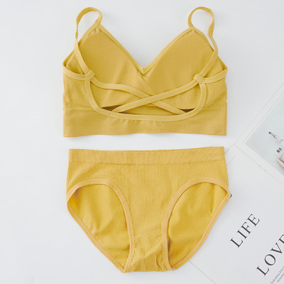 Γυναικείο Σετ Εσωρούχων Σουτιέν εσώρουχα χωρίς ραφές με λαιμόκοψη με ρίγες χωρίς ραφές οικείο σύρμα Δωρεάν Γυναικεία εσώρουχα Bralette Σετ εσώρουχα και σουτιέν