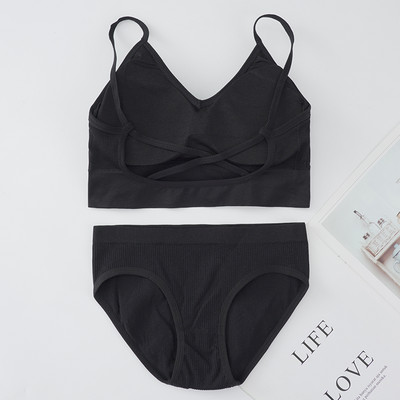 Γυναικείο Σετ Εσωρούχων Σουτιέν εσώρουχα χωρίς ραφές με λαιμόκοψη με ρίγες χωρίς ραφές οικείο σύρμα Δωρεάν Γυναικεία εσώρουχα Bralette Σετ εσώρουχα και σουτιέν
