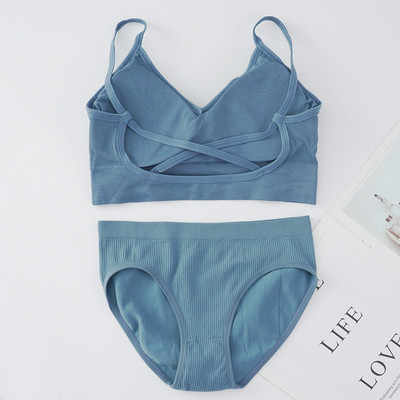 Γυναικείο Σετ Εσωρούχων Σουτιέν εσώρουχα χωρίς ραφές με λαιμόκοψη με ρίγες χωρίς ραφές οικείο σύρμα Δωρεάν Γυναικεία εσώρουχα Bralette Σετ εσώρουχα και σουτιέν