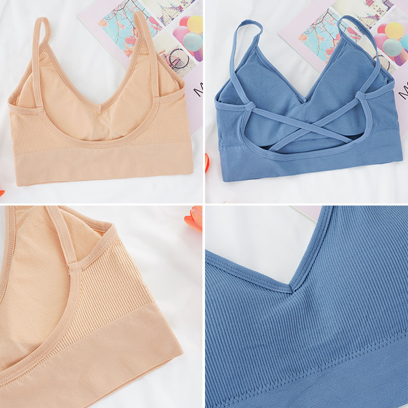 Γυναικείο Σετ Εσωρούχων Σουτιέν εσώρουχα χωρίς ραφές με λαιμόκοψη με ρίγες χωρίς ραφές οικείο σύρμα Δωρεάν Γυναικεία εσώρουχα Bralette Σετ εσώρουχα και σουτιέν