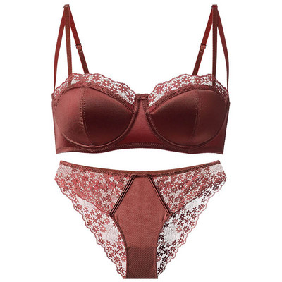 CINOON Prabangus šilko apatinis trikotažas moterims Satino Bralette Push Up liemenėlių rinkiniai Seksualūs nėriniuoti apatiniai moteriški Intymūs Populiariausi prancūziški trumpikėlių rinkiniai