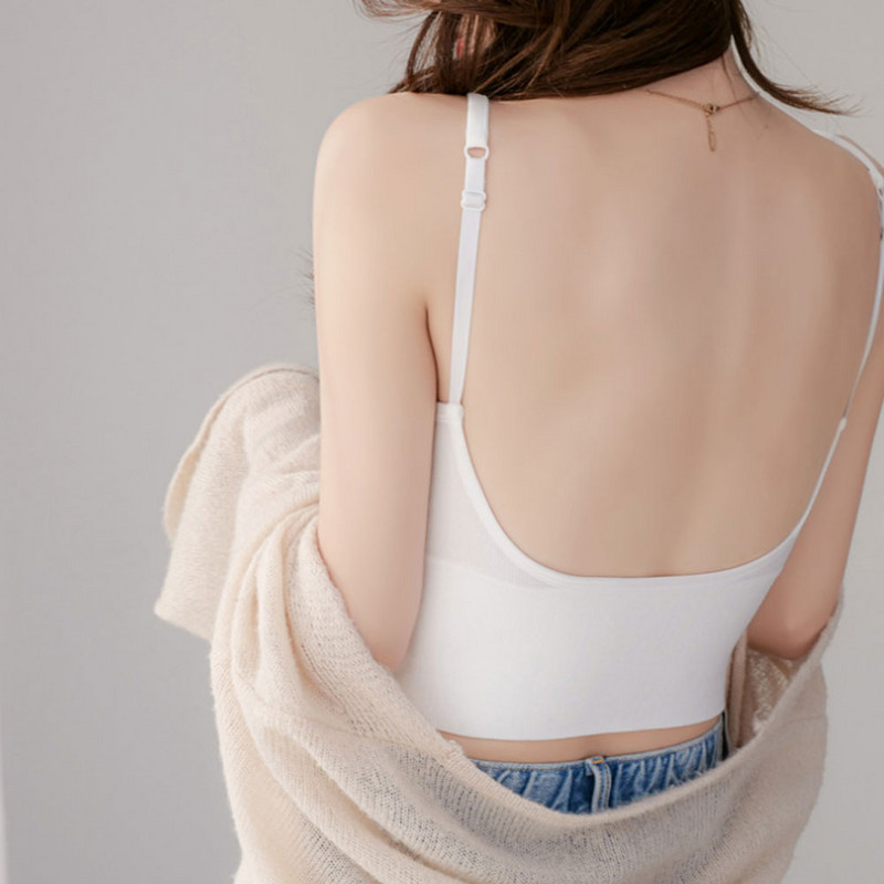 Tank Top tip U Sutien fără spate cu spate jos Bralette fără sârmă Lenjerie de corp sexy fără cusături Femei Streetwear Crop Top Vest Sutiene sport