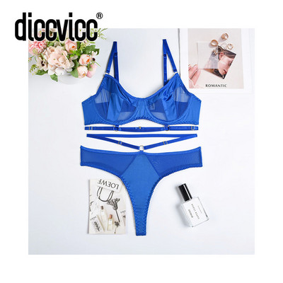 Diccvicc Žensko donje rublje Prozirni mrežasti komplet gaćica s grudnjakom i žicom od 2 komada Žensko intimno seksi donje rublje Erotski kostimi