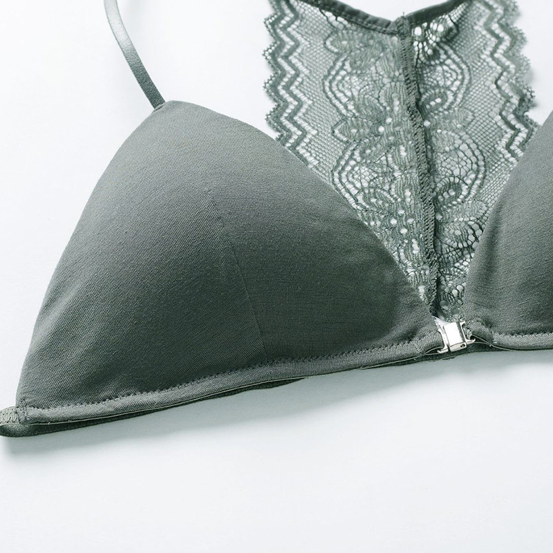 Σέξι μπροστινό κλείσιμο με δαντέλα τριγωνικό σουτιέν με επένδυση με επένδυση Modal Εσώρουχα Ασύρματα Γυναικεία Σουτιέν Γυναικεία εσώρουχα