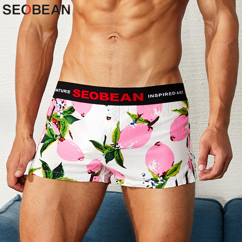 SEOBEAN Young Fashion Ανδρικά μπόξερ Σορτς λουλουδιών Σέξι τσάντα πέους Ανδρικά σορτς μπόξερ Home Loose σώβρακα Νεανικά ανδρικά εσώρουχα