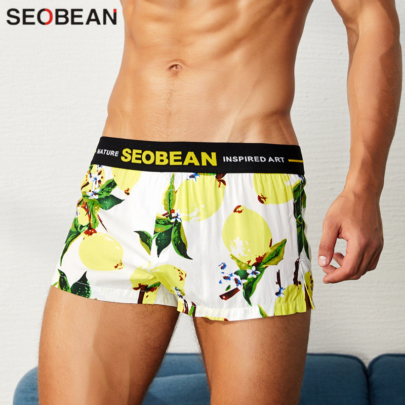 SEOBEAN Young Fashion Ανδρικά μπόξερ Σορτς λουλουδιών Σέξι τσάντα πέους Ανδρικά σορτς μπόξερ Home Loose σώβρακα Νεανικά ανδρικά εσώρουχα