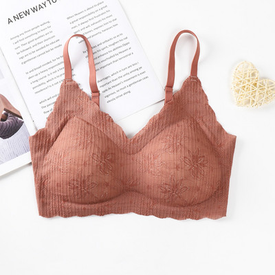 Latex Seamless One Piece Flowers Εσώρουχα δαντέλα με ρυθμιζόμενο λουράκι Αθλητικό σουτιέν μόδας για γυναίκες Crop Top Quick Dry Padded