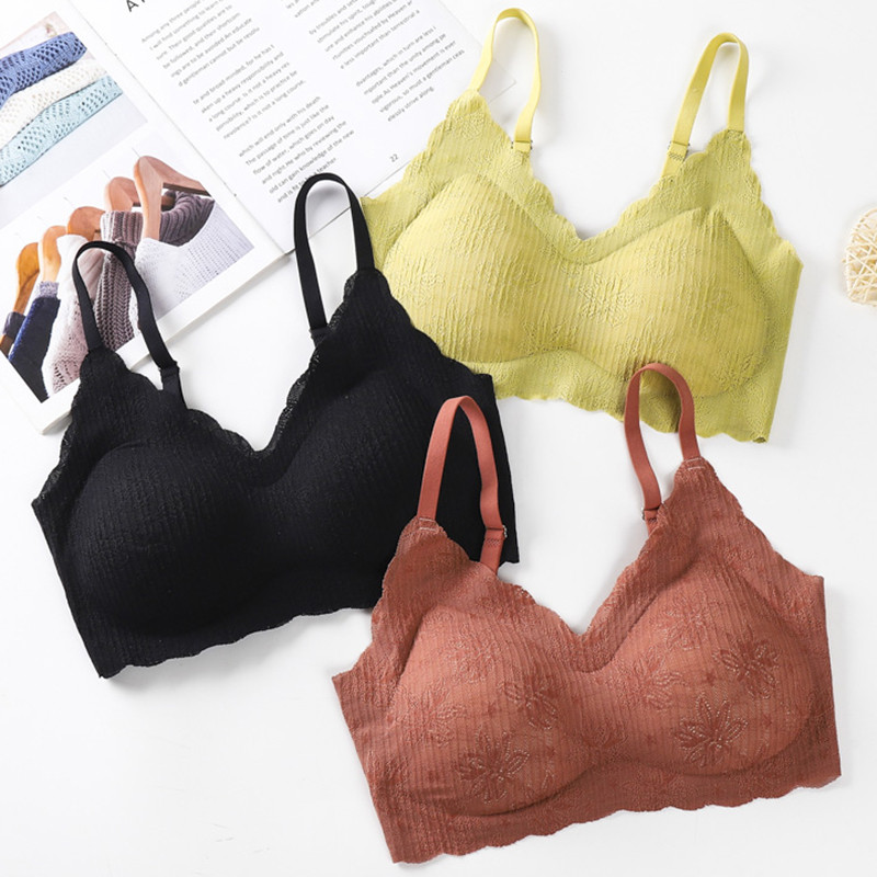 Latex Seamless One Piece Flowers Εσώρουχα δαντέλα με ρυθμιζόμενο λουράκι Αθλητικό σουτιέν μόδας για γυναίκες Crop Top Quick Dry Padded