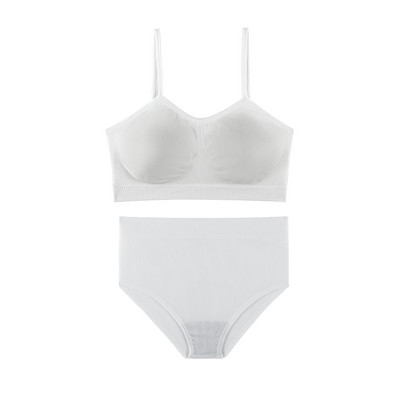 Γυναικεία εσώρουχα TERMEZY Σετ σουτιέν χωρίς ραφές Σέξι ψηλόμεσο εσώρουχα σύρμα δωρεάν Bralette Μαλακό ενεργό βαμβακερό εσώρουχο Λευκό σουτιέν