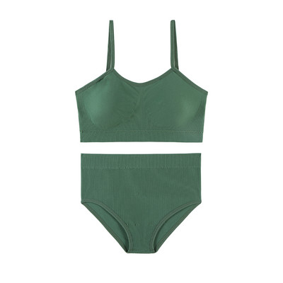 Γυναικεία εσώρουχα TERMEZY Σετ σουτιέν χωρίς ραφές Σέξι ψηλόμεσο εσώρουχα σύρμα δωρεάν Bralette Μαλακό ενεργό βαμβακερό εσώρουχο Λευκό σουτιέν