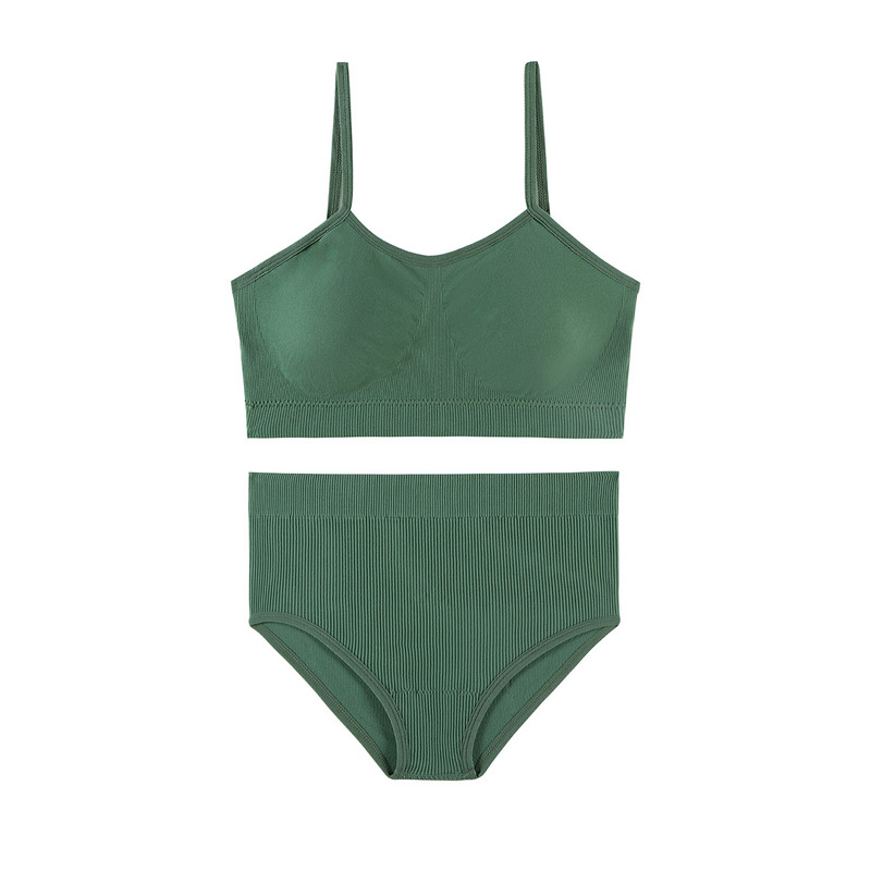 Γυναικεία εσώρουχα TERMEZY Σετ σουτιέν χωρίς ραφές Σέξι ψηλόμεσο εσώρουχα σύρμα δωρεάν Bralette Μαλακό ενεργό βαμβακερό εσώρουχο Λευκό σουτιέν