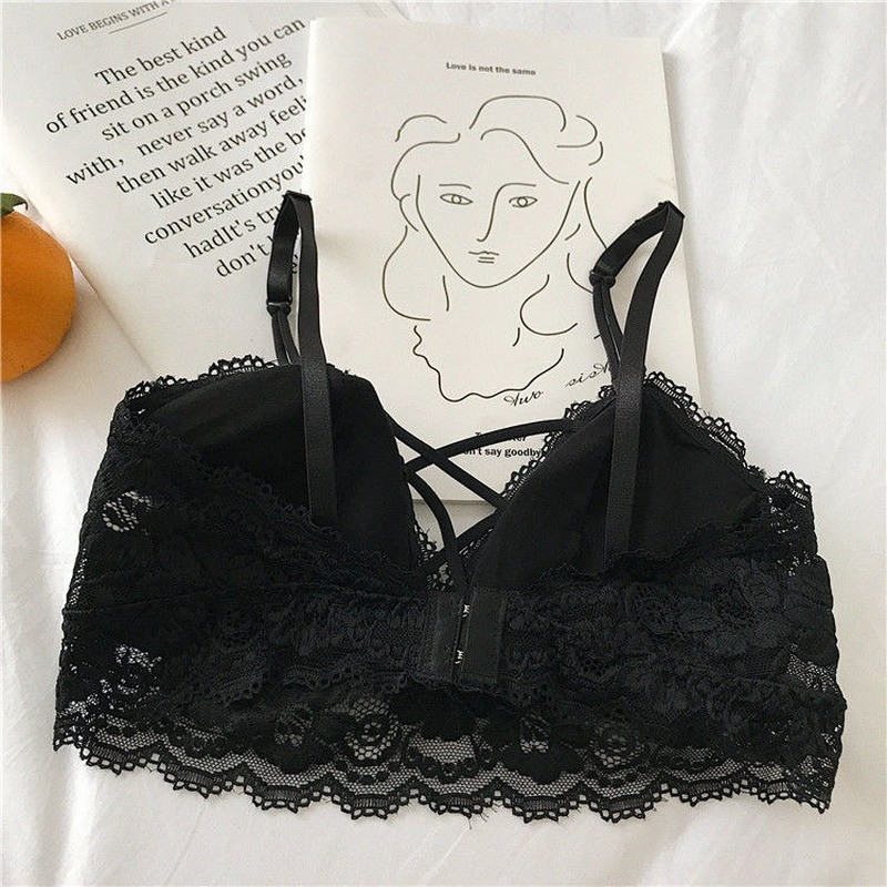 Καλοκαιρινό μονόχρωμο Όμορφο γυναικείο σουτιέν στην πλάτη Μικρό στήθος Gather Εσώρουχα Λευκά Γυναικεία Χωρίς Ίχνη Χωρίς Ζάντες Δαντέλα Σέξι σουτιέν