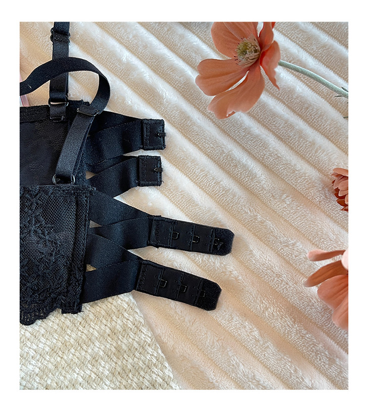 Sutien brodat cu costum de lenjerie de corp, de marime mare, braletă cu sârmă, set de chiloți ultra-subțiri pentru fete