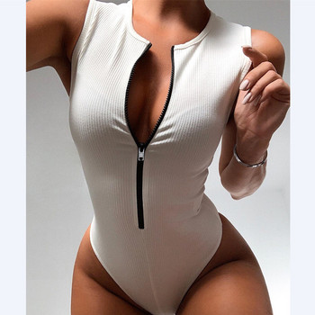 Γυναικεία σέξι ψηλόμεση φόρμα πλεκτά Skinny κορμάκια Club αμάνικα μασίφ ολόσωμο φόρμα 2021 Νέα μόδα Streetwear
