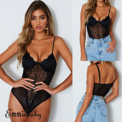 New Fashion Sexy Lace Stretch Bodysuit Elegant Sleeveless Leotard Top Backless Jumpsuit Sexi Babydoll Sexy Costumes