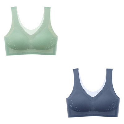 2 buc. Sutien ultrasubțire pentru îmbinare cu litere din fire, fără sudură, lenjerie de corp pentru femei, sutien push-up, respirabil, dantelă, bralet de mătase