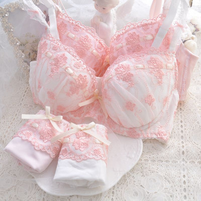 Set sutien și chiloți super drăguț în stil japonez Set de lenjerie de corp moale soră Set intimă pentru somn dulce Kawaii Lolita supradimensionat 2 culori