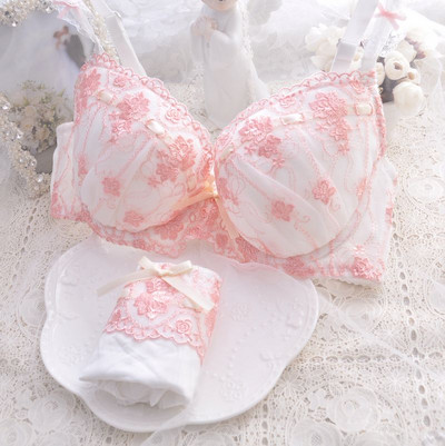 Set sutien și chiloți super drăguț în stil japonez Set de lenjerie de corp moale soră Set intimă pentru somn dulce Kawaii Lolita supradimensionat 2 culori