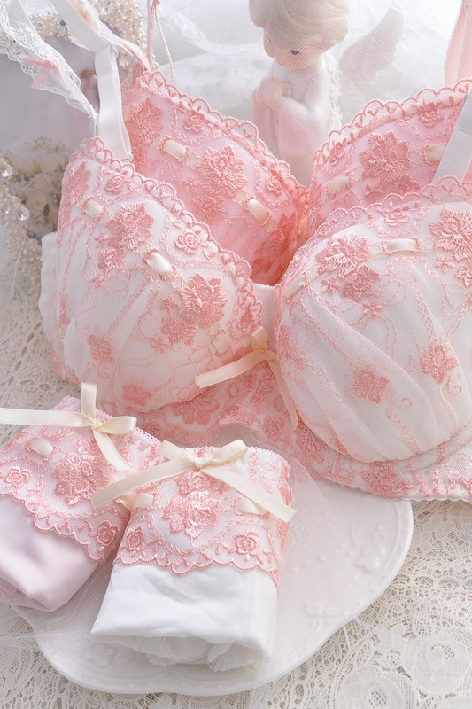 Set sutien și chiloți super drăguț în stil japonez Set de lenjerie de corp moale soră Set intimă pentru somn dulce Kawaii Lolita supradimensionat 2 culori