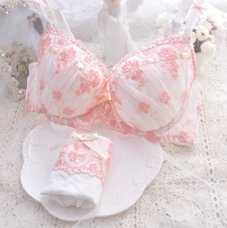 Set sutien și chiloți super drăguț în stil japonez Set de lenjerie de corp moale soră Set intimă pentru somn dulce Kawaii Lolita supradimensionat 2 culori