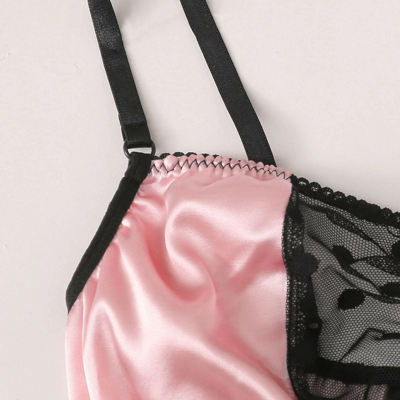 Komplet grudnjaka novi ženski seksi vez udoban čipkasto satensko donje rublje + tange Bralette Pink Panties kombinacijakomplekt nižnego belʹâ