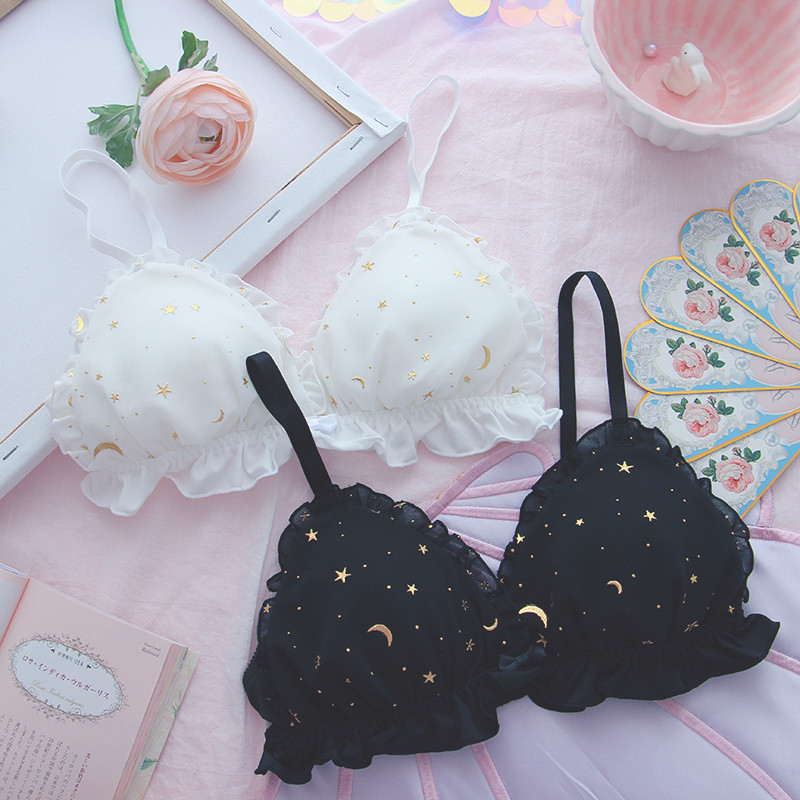 MOON STAR STARRY Star Girl Heart Jaapani väike rinnakorvi aluspesu ülikond Seksikas armas pits kullatud metallist pehme tüdruku tudengirinnahoidja