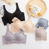 2021 Lenjerie de corp din latex din dantelă, fără sudură, sutien dintr-o singură bucată, fără inel de oțel, piept înfășurat pentru sport, lenjerie de corp cu umăr lat Topuri Push