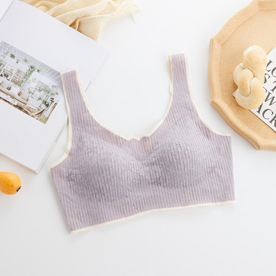 2021 Lenjerie de corp din latex din dantelă, fără sudură, sutien dintr-o singură bucată, fără inel de oțel, piept înfășurat pentru sport, lenjerie de corp cu umăr lat Topuri Push