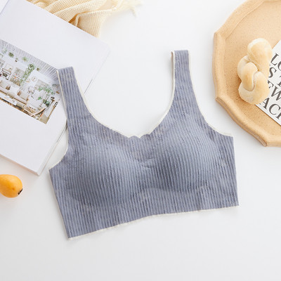 2021 Lenjerie de corp din latex din dantelă, fără sudură, sutien dintr-o singură bucată, fără inel de oțel, piept înfășurat pentru sport, lenjerie de corp cu umăr lat Topuri Push