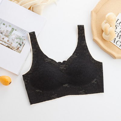 2021 Lenjerie de corp din latex din dantelă, fără sudură, sutien dintr-o singură bucată, fără inel de oțel, piept înfășurat pentru sport, lenjerie de corp cu umăr lat Topuri Push