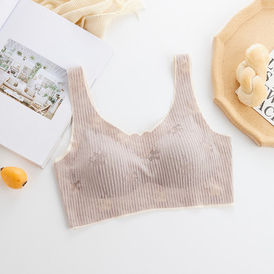 2021 Lenjerie de corp din latex din dantelă, fără sudură, sutien dintr-o singură bucată, fără inel de oțel, piept înfășurat pentru sport, lenjerie de corp cu umăr lat Topuri Push