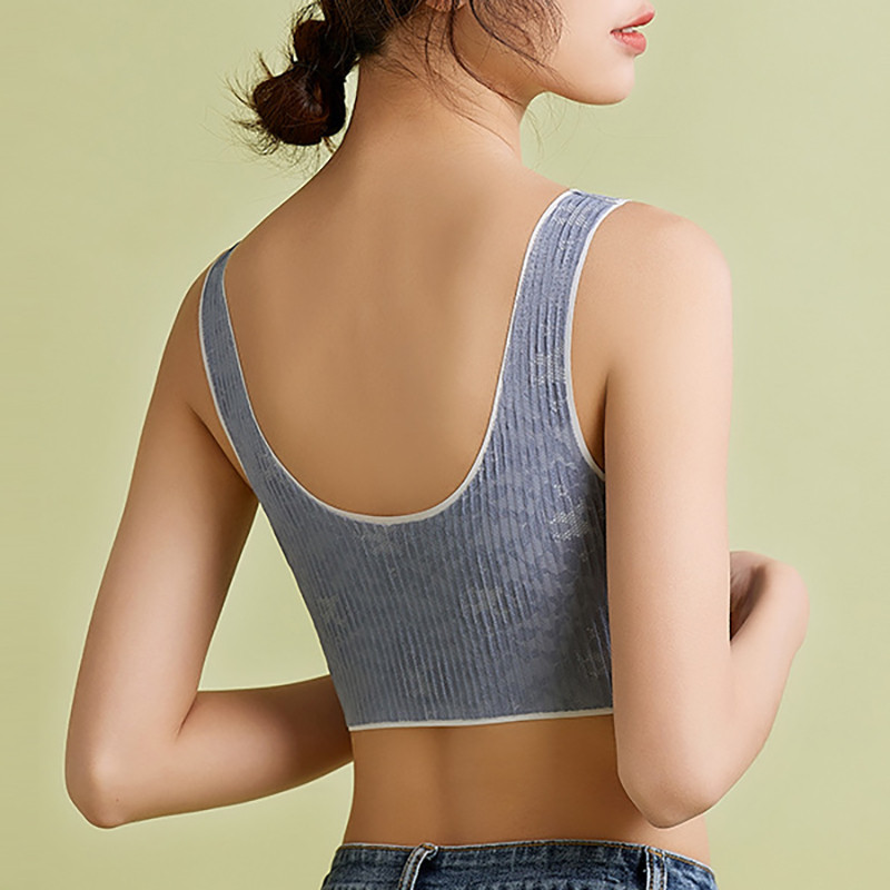 2021 Lenjerie de corp din latex din dantelă, fără sudură, sutien dintr-o singură bucată, fără inel de oțel, piept înfășurat pentru sport, lenjerie de corp cu umăr lat Topuri Push