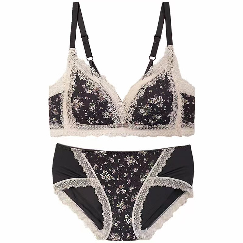 Sutien de damă Slip Costum Lenjerie de corp Sutien Push Up de modă Chiloți sexy din dantelă Sutien cu inel fără oțel pentru fete Set de lenjerie sexy pentru femei