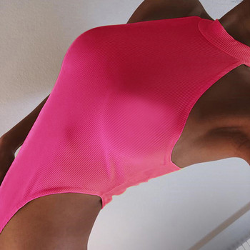 Σέξι High Street Bodycon φορμάκια νέον καλοκαιρινά πολύχρωμα μανίκια εξώπλατο Ftness Outfit Club Party Jumpsuit Combinaison Femme