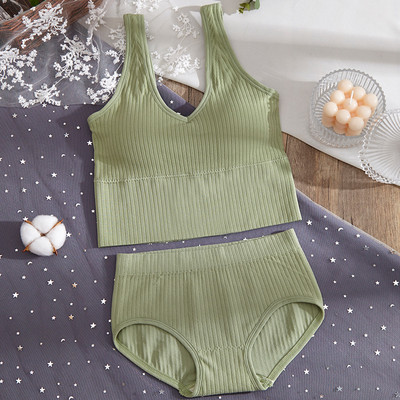 CHRLEISURE Σέξι Σετ Εσωρούχων Γυναικεία Σουτιέν Εσώρουχα Σετ Εσώρουχα Αθλητικά Μανίκια Πλεκτά Τυλιγμένα επάνω ασύρματα μαλακά σώβρακα