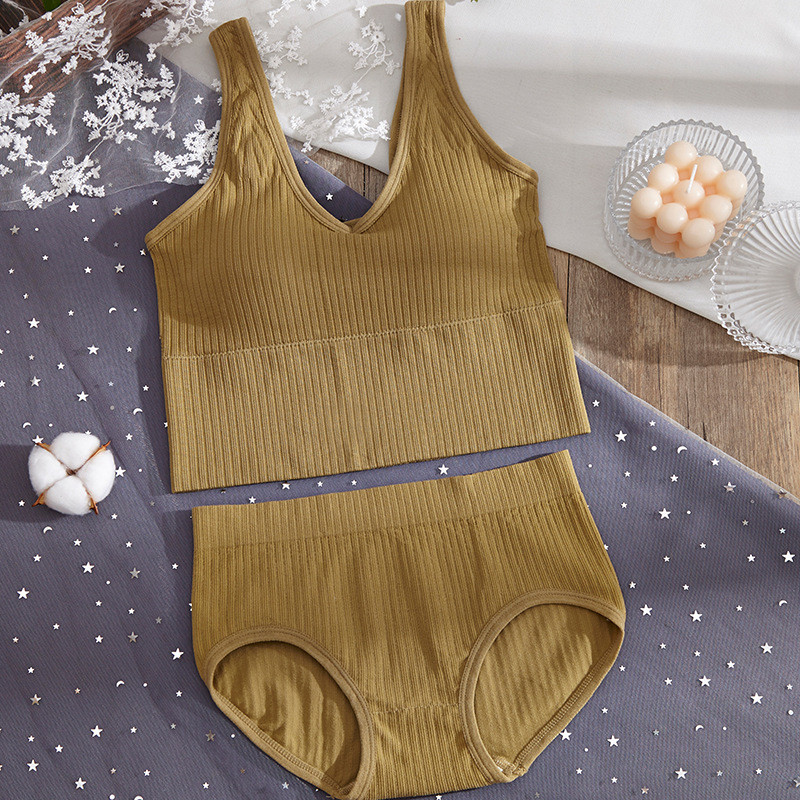 CHRLEISURE Σέξι Σετ Εσωρούχων Γυναικεία Σουτιέν Εσώρουχα Σετ Εσώρουχα Αθλητικά Μανίκια Πλεκτά Τυλιγμένα επάνω ασύρματα μαλακά σώβρακα