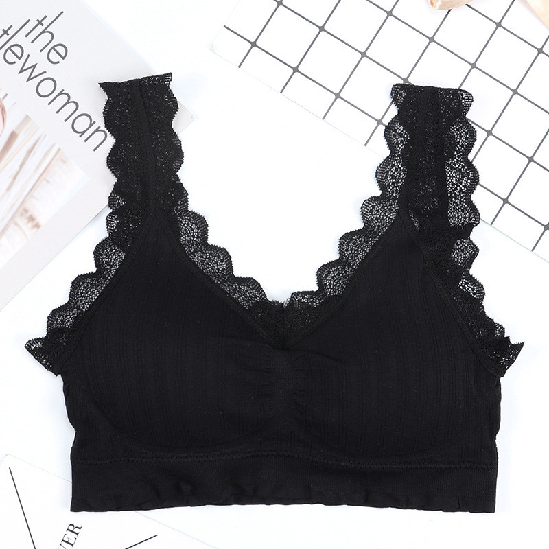 Sutien nou din dantelă fără cusături Piept înfășurat în spate Fără inel de oțel Filet Lenjerie sport roșie pentru femei Intime pentru femei