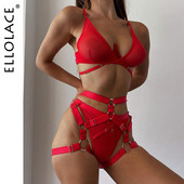 Ellolace εσώρουχα σέξι Γυναικείο σώμα 3 τεμαχίων γυμνό χωρίς λογοκρισία Δαντέλα αισθησιακό οικείο πολυτελές διαφανές σετ