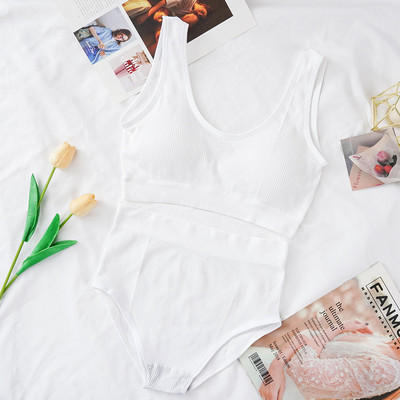 Σετ μπλούζες χωρίς ραφές Ψηλόμεση εσώρουχα Γυναικεία φόρμα εσωρούχων με μαλακή επένδυση Σετ εσώρουχα M-XL Σετ σουτιέν Bralette χωρίς πλάτη