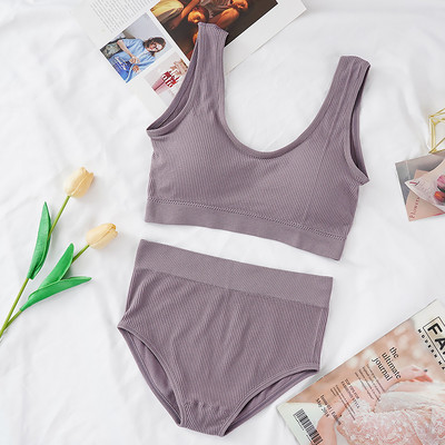 Σετ μπλούζες χωρίς ραφές Ψηλόμεση εσώρουχα Γυναικεία φόρμα εσωρούχων με μαλακή επένδυση Σετ εσώρουχα M-XL Σετ σουτιέν Bralette χωρίς πλάτη