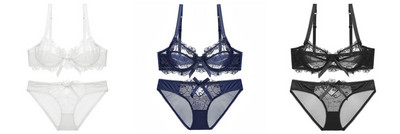 Varsbaby 3 σετ/Παρτίδα Σέξι λεπτή δαντέλα Γυναικεία εσώρουχα Underwire Floral Σετ σουτιέν μεγάλου μεγέθους